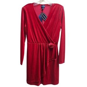Scoop Women's Rosette Velvet Red Holiday Dress NWT Size M (8-10)